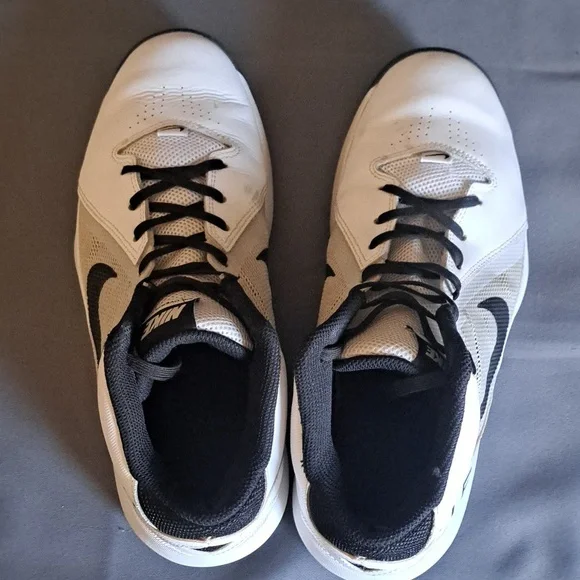 Nike Shoes Mens Air Overplay IX White Black Swoosh Classic Basketball Sneaker - Picture 6 of 7